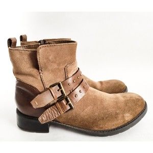 Clarks Artisan Moto Ankle Booties Biker Boot Size 9.5 Swansea Grove Brown Suede